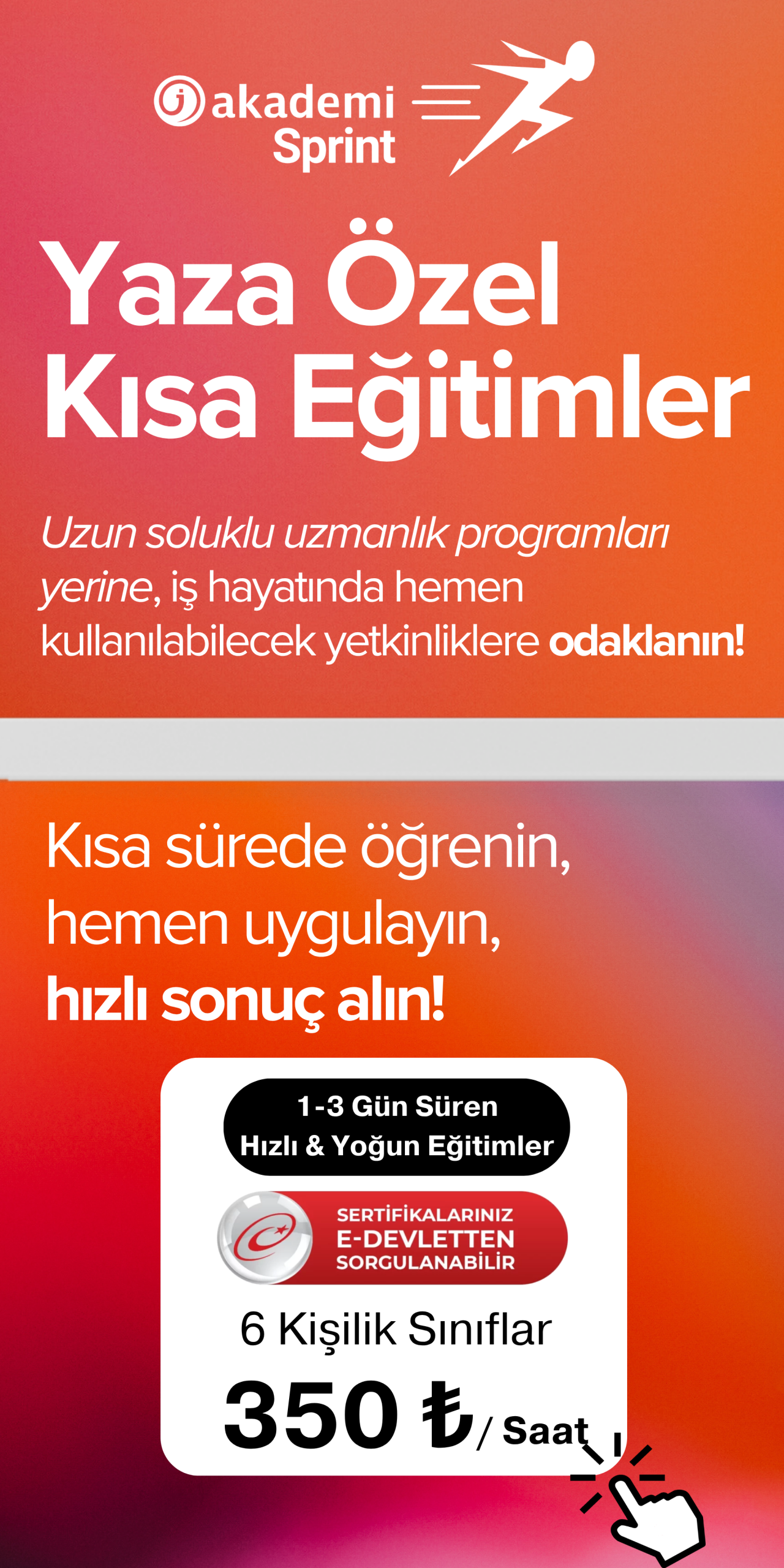 Yaza Özel Kısa Eğitimler (Banner Portrait)